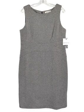 Liz Claiborne Black and White Checkered Knit Sheath Dress Sleeveless New Large